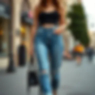Chic Cropped Jean Ensemble Stylish cropped jeans paired with a chic top