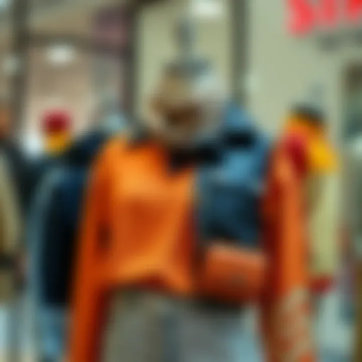 A stylish outfit displayed on a mannequin, showcasing modern fashion trends.