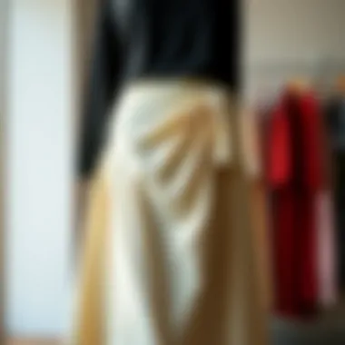 Versatile Daily Skirt A stylish daily skirt draped elegantly on a mannequin, showcasing versatility.