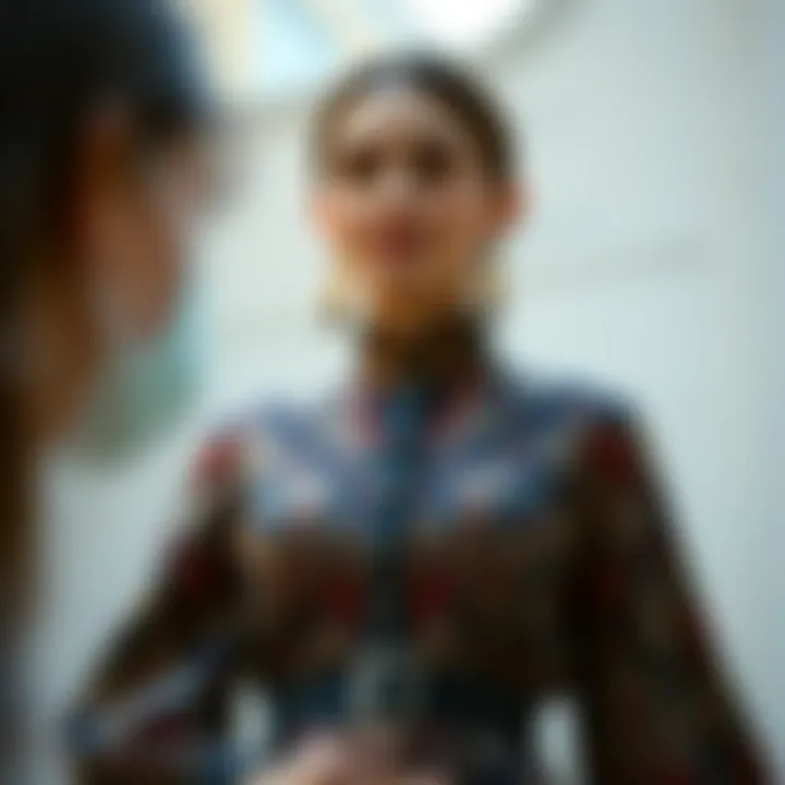 Elegant patterned dress showcasing intricate designs