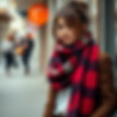 An outfit featuring a chic plaid scarf paired with modern attire