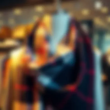 A stylish plaid scarf draped elegantly over a mannequin
