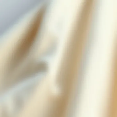 Close-up of ecru fabric texture highlighting quality