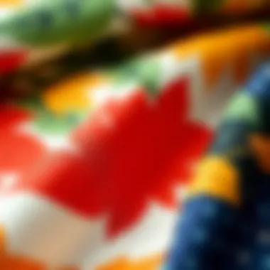 A close-up view of a fabric displaying elegant leaf prints, highlighting texture and color.