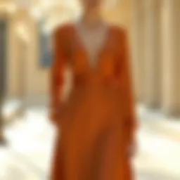 Elegant long-sleeve evening dress in a luxurious fabric