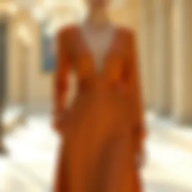 Elegant long-sleeve evening dress in a luxurious fabric