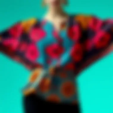 Elegant oversized top showcasing unique patterns and colors