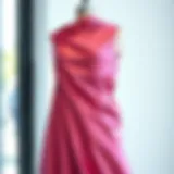 Elegant silk dress draping gracefully on a mannequin