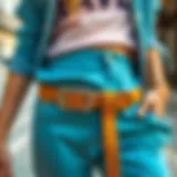 Elegant suede belt styled with casual attire