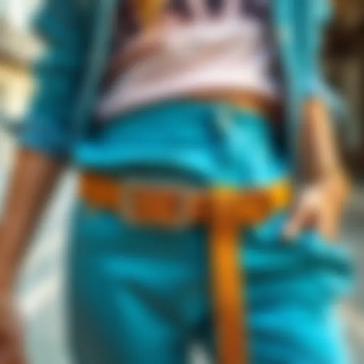 Suede Belt in Casual Fashion Elegant suede belt styled with casual attire