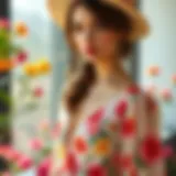 Elegant summer dress featuring floral patterns