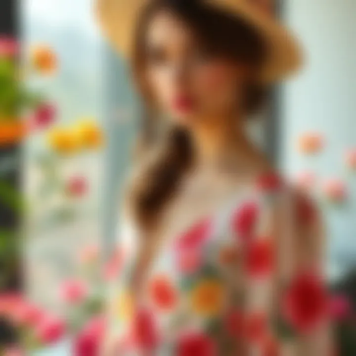 Elegant summer dress featuring floral patterns