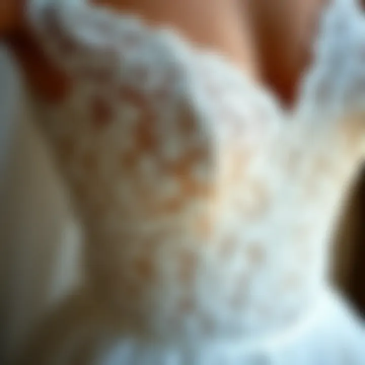 Elegant wedding dress showcasing intricate lace details