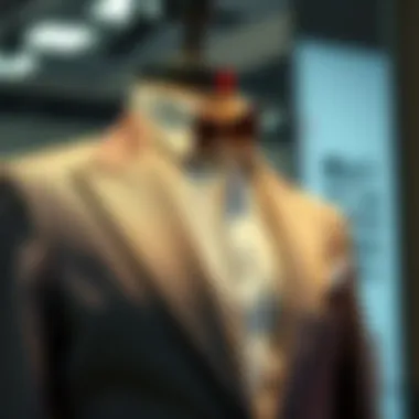 A stylish engagement suit on a mannequin showcasing modern tailoring.