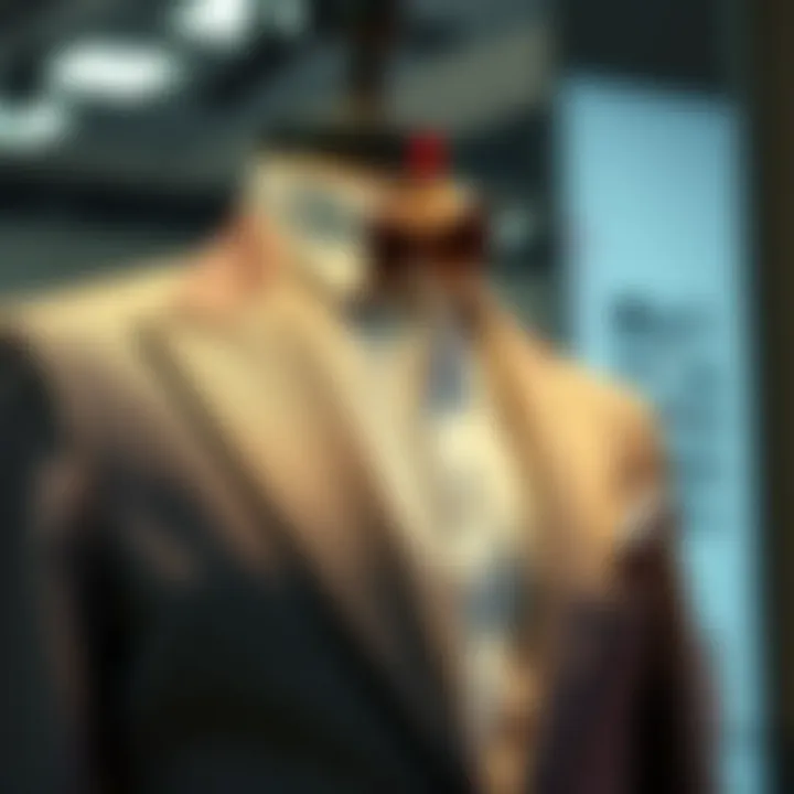 A stylish engagement suit on a mannequin showcasing modern tailoring.