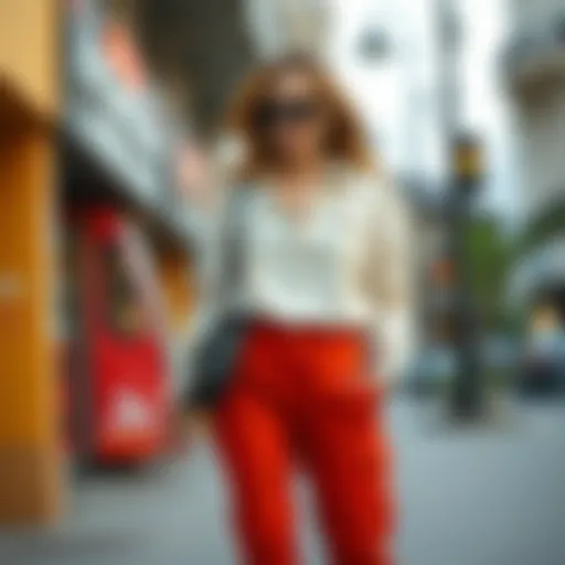 Stylish boyfriend trousers in a casual setting