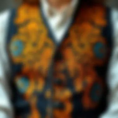 Close-up of the intricate design details of a buttoned vest