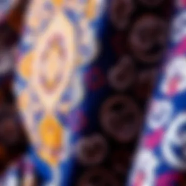 Close-up of intricate fabric patterns