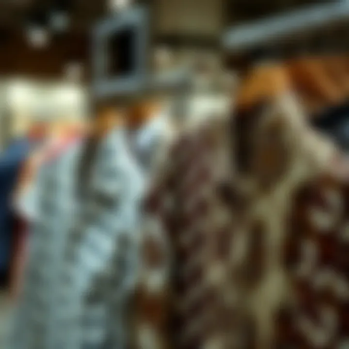 Seasonal fashion display featuring patterned shirts