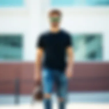 Stylish black t-shirt paired with casual denim