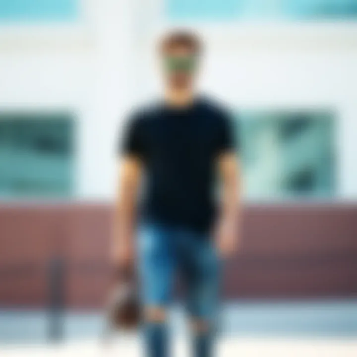 Stylish black t-shirt paired with casual denim