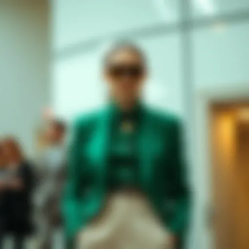 Sophisticated green blazer ensemble in a formal setting