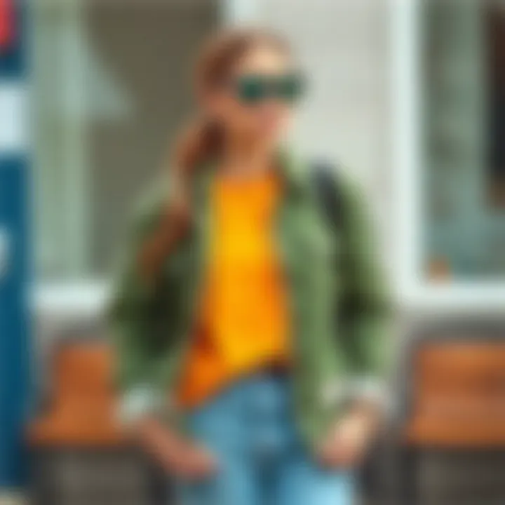 Casual outfit featuring a green jacket for everyday wear