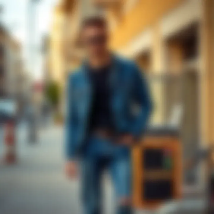 Urban Style with Regular Fit Denim Stylish regular fit denim showcased in urban setting