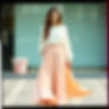 Elegant flowy skirt paired with a stylish blouse