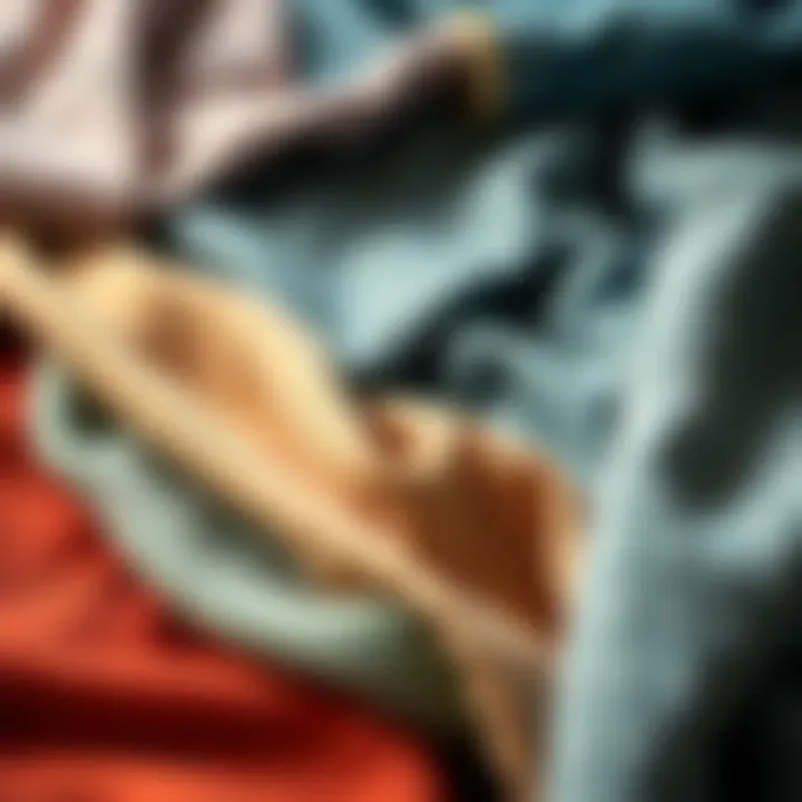 Variety of fabrics for winter outerwear laid out