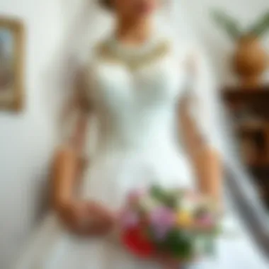 Fashionable bridal accessories complementing a wedding gown