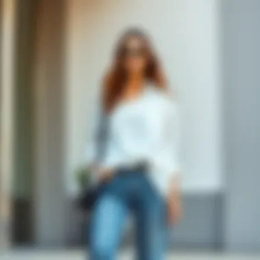 Casual look featuring a flowy oversized shirt and relaxed jeans