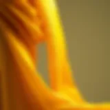 Golden hue fabric draping elegantly