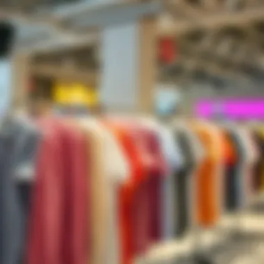 A stylish collection of shirts displayed in a modern outlet setting