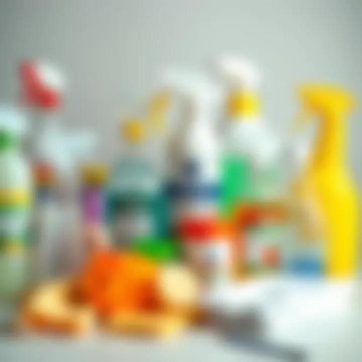 Essential Cleaning Materials Various cleaning materials arranged neatly