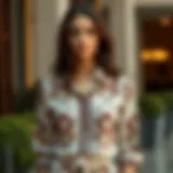 Elegant shirt dress with intricate patterns