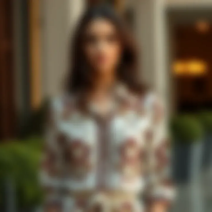 Elegant shirt dress with intricate patterns