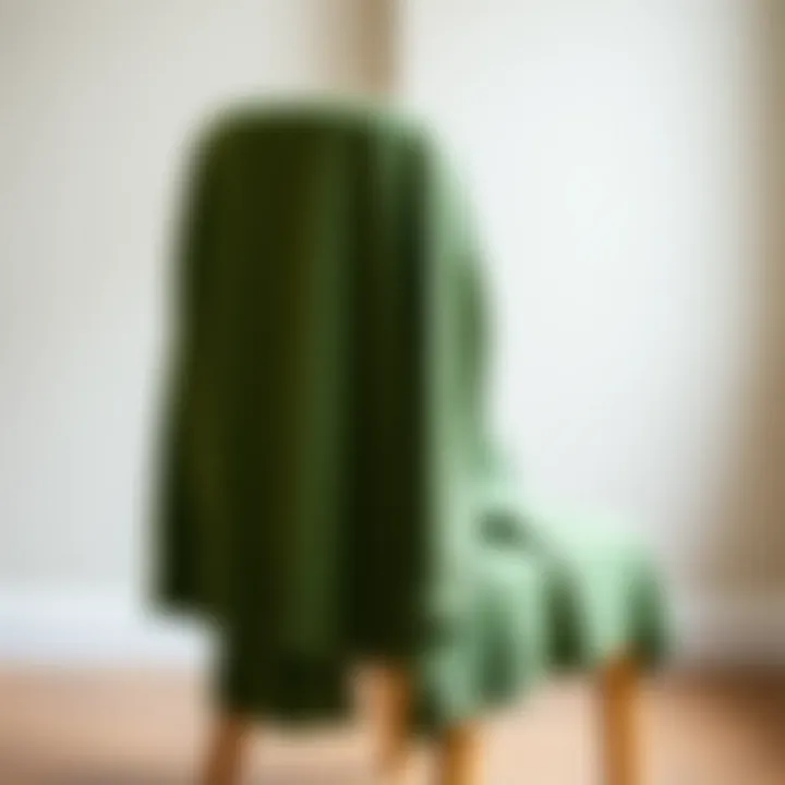 Elegant green cardigan draped over a chair showcasing its texture