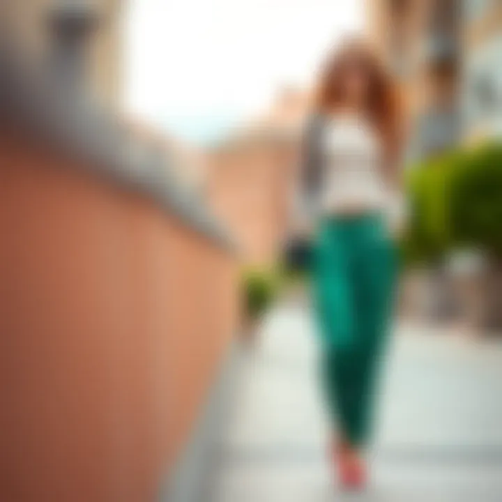 Casual chic style with green trousers and a comfy top