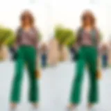 Elegant green trousers paired with a stylish blouse