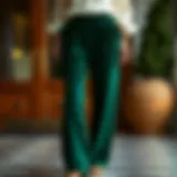 Luxurious green velvet pants showcasing elegance and comfort
