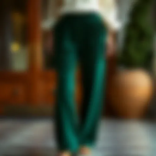 Luxurious green velvet pants showcasing elegance and comfort