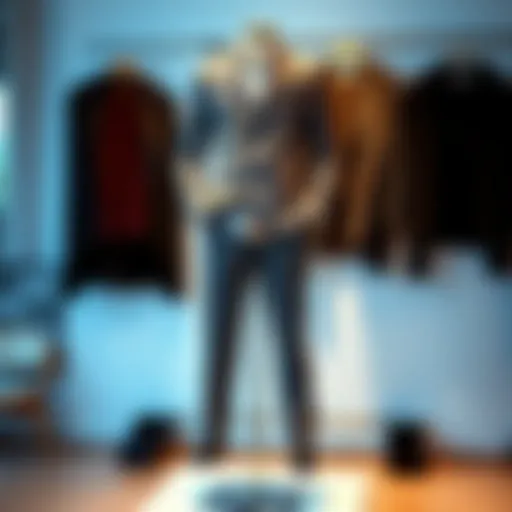 Stylish grey fitted pants on a mannequin