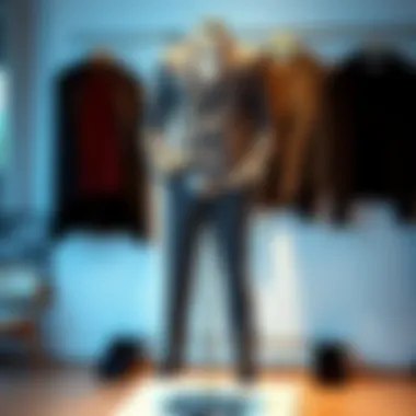 Sophisticated Display of Grey Fitted Pants Stylish grey fitted pants on a mannequin