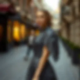 Elegance in gray dress showcasing timeless fashion