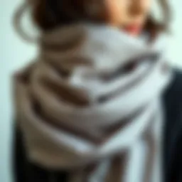 Elegant gray silk shawl draped over a stylish outfit