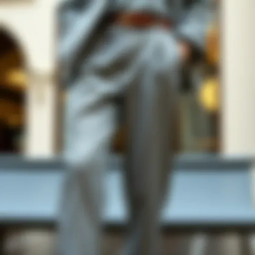 Stylish gray fabric trousers paired with a modern outfit