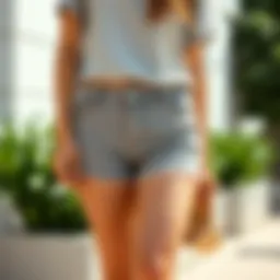 Chic gray mini shorts styled for a casual summer look