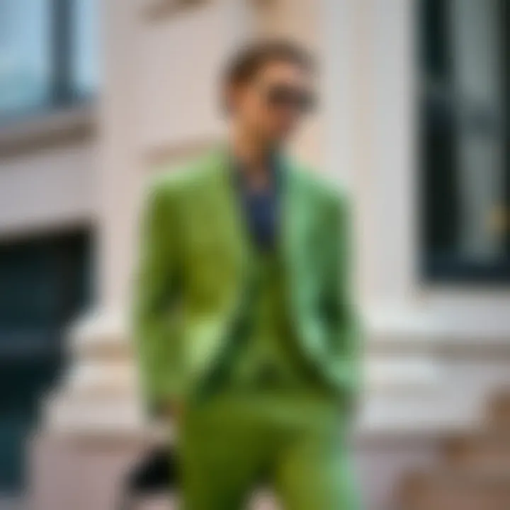 Haki Green Suit Paired with Casual Accessories