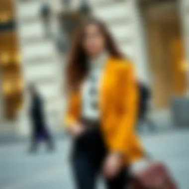 Elegant mustard jacket combined with accessories